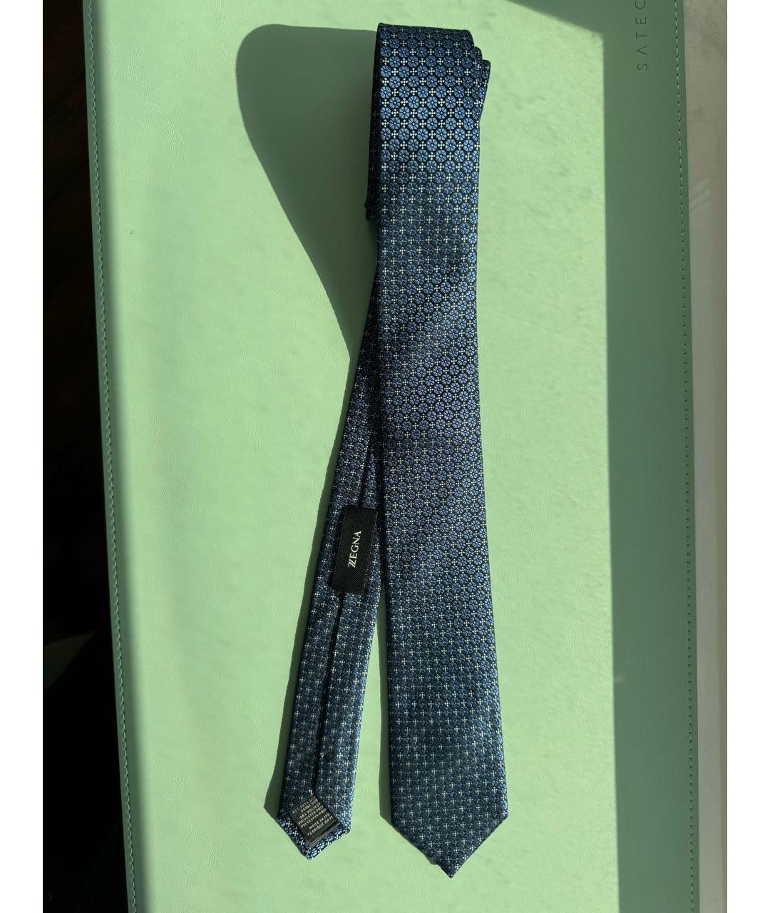 ERMENEGILDO ZEGNA Синий шелковый галстук, фото 6