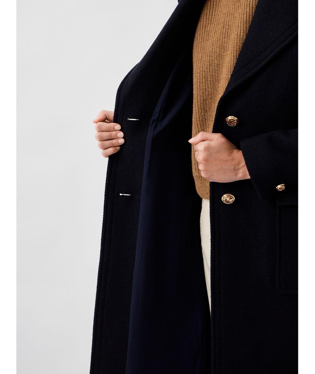 LIU JO Темно-синее шерстяное пальто, фото 3