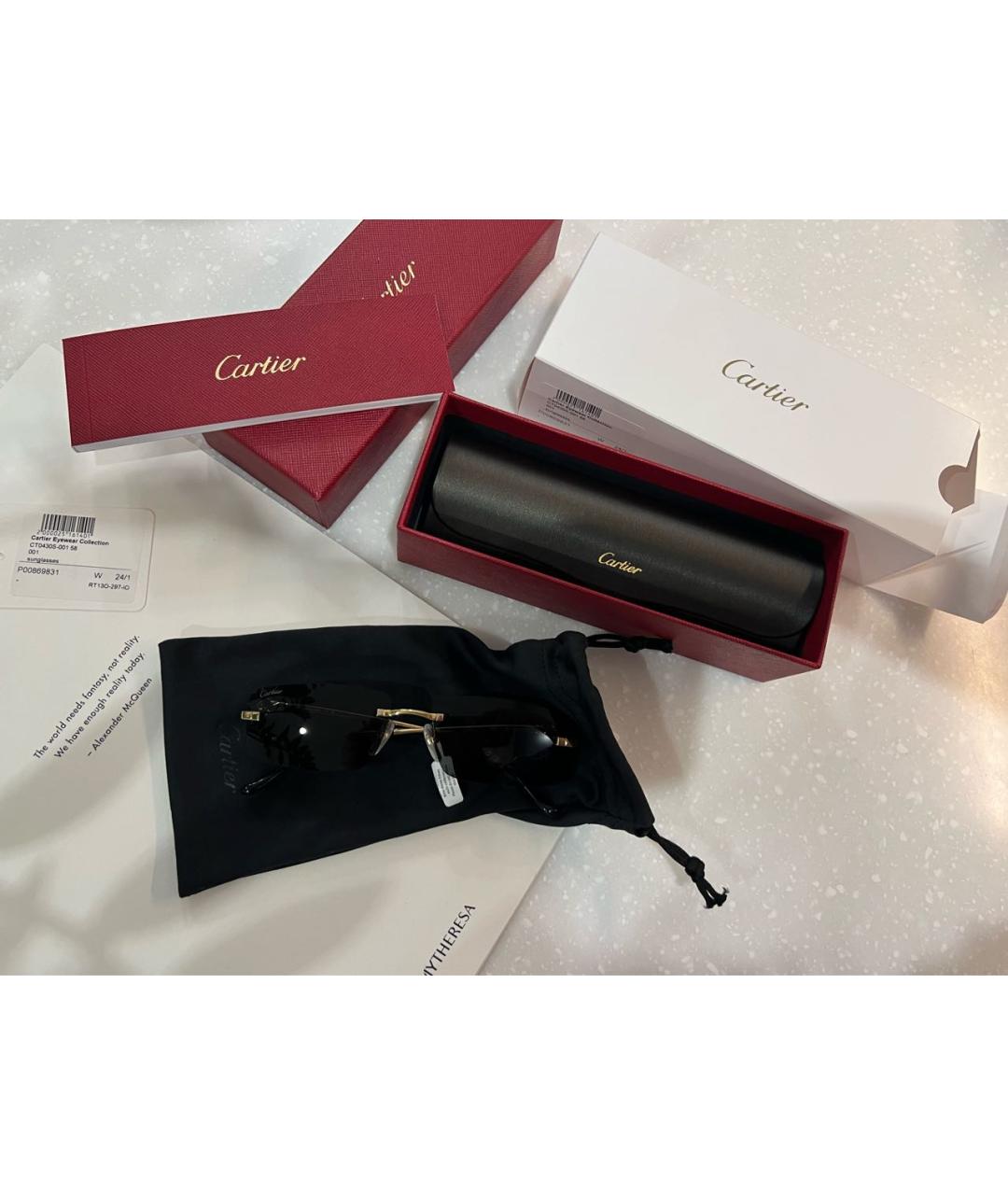 CARTIER Черные металлические солнцезащитные очки, фото 7