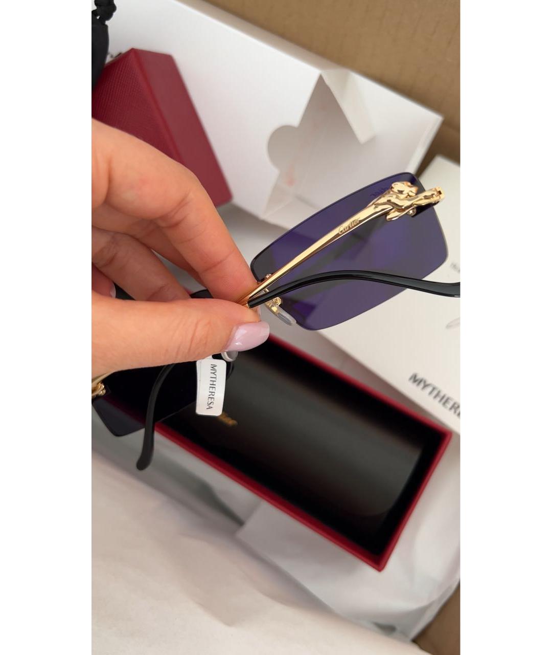 CARTIER Черные металлические солнцезащитные очки, фото 4