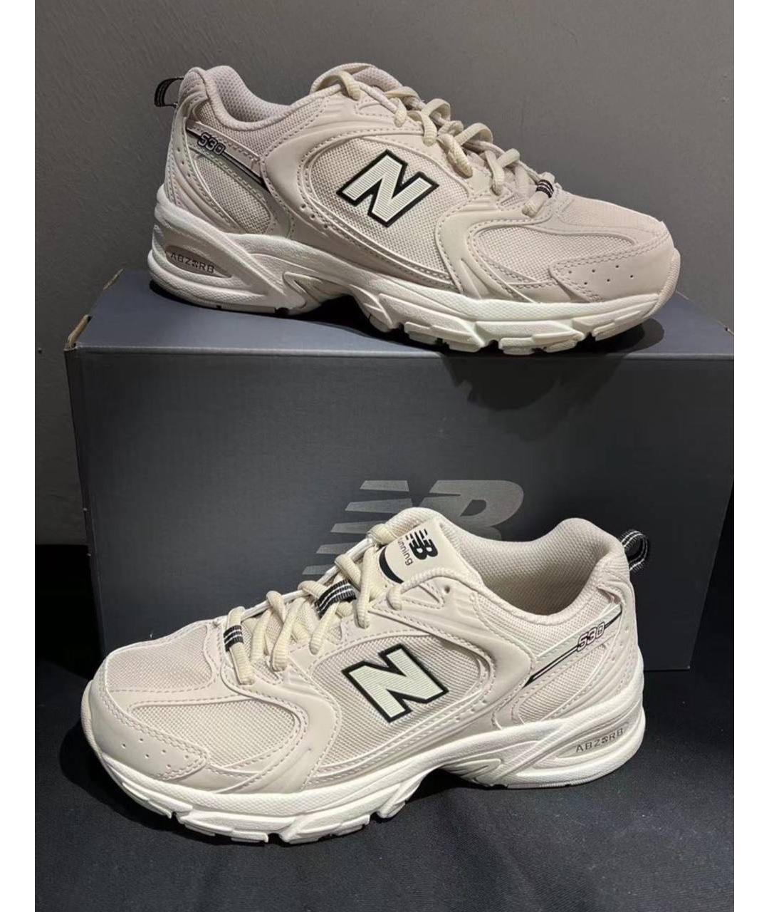 NEW BALANCE Бежевые кожаные кроссовки, фото 6