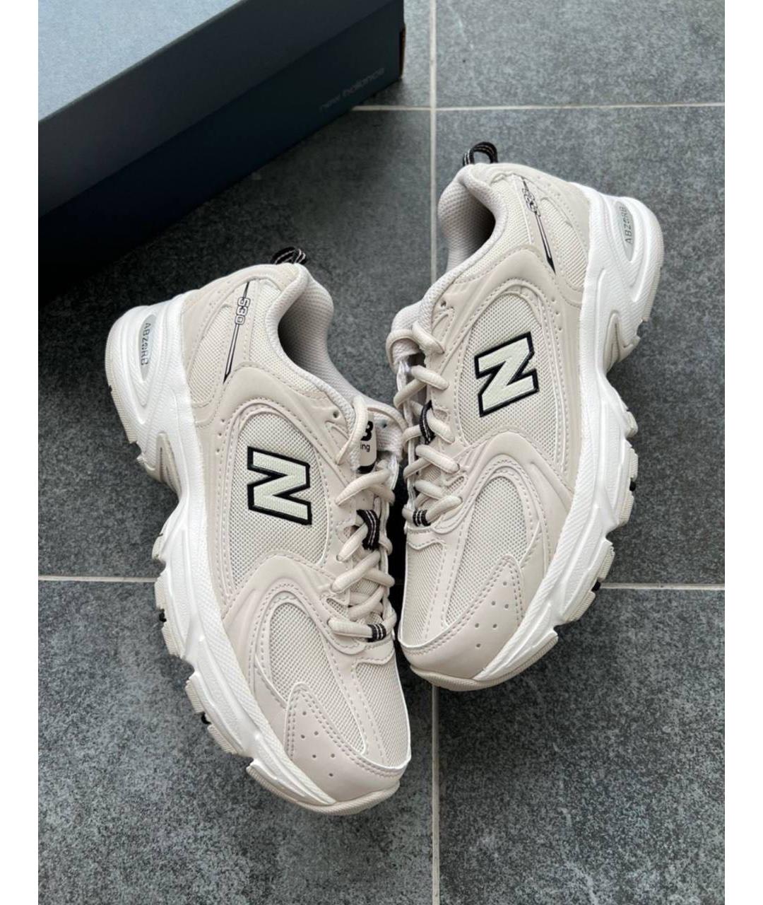 NEW BALANCE Бежевые кожаные кроссовки, фото 4