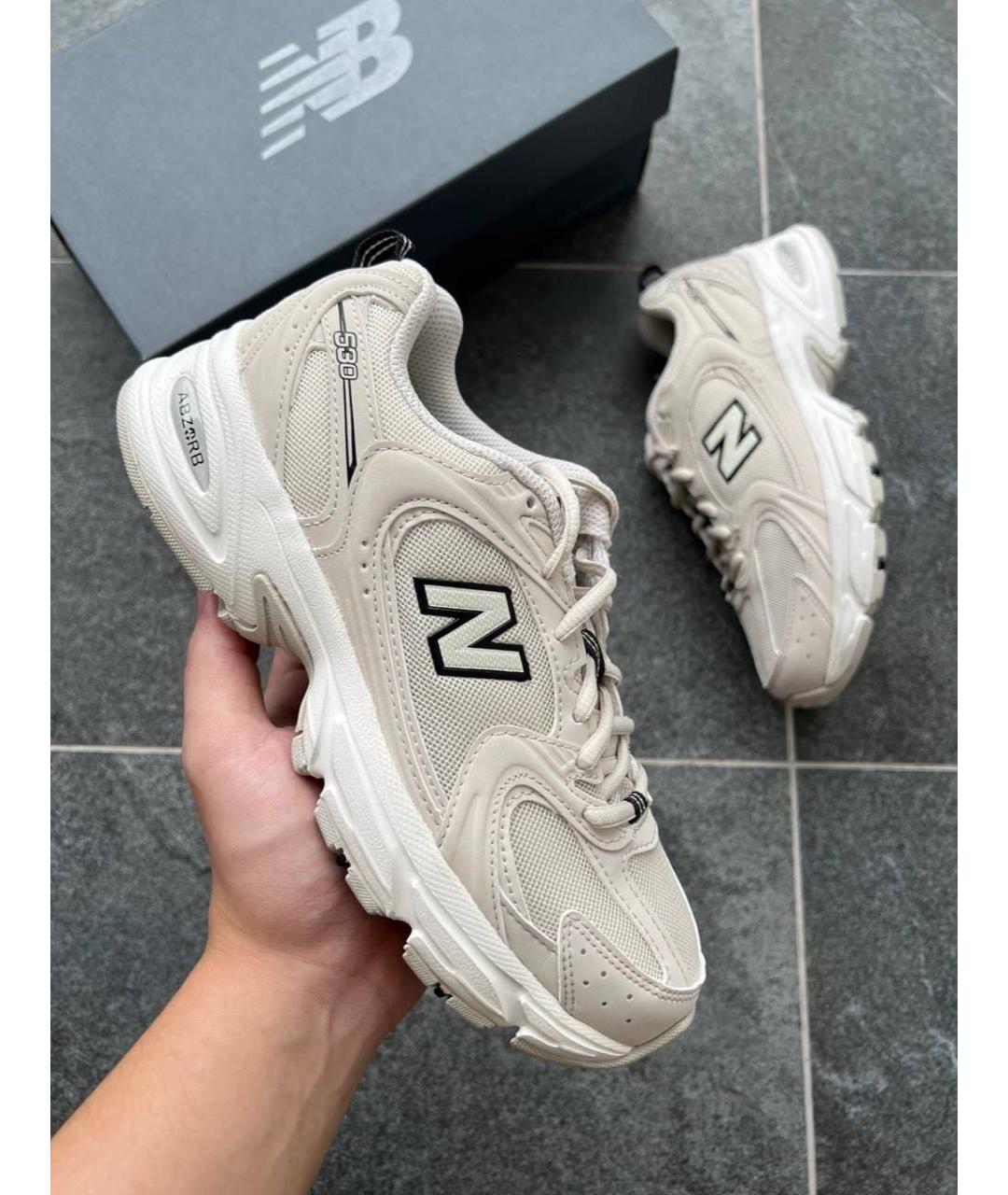 NEW BALANCE Бежевые кожаные кроссовки, фото 8