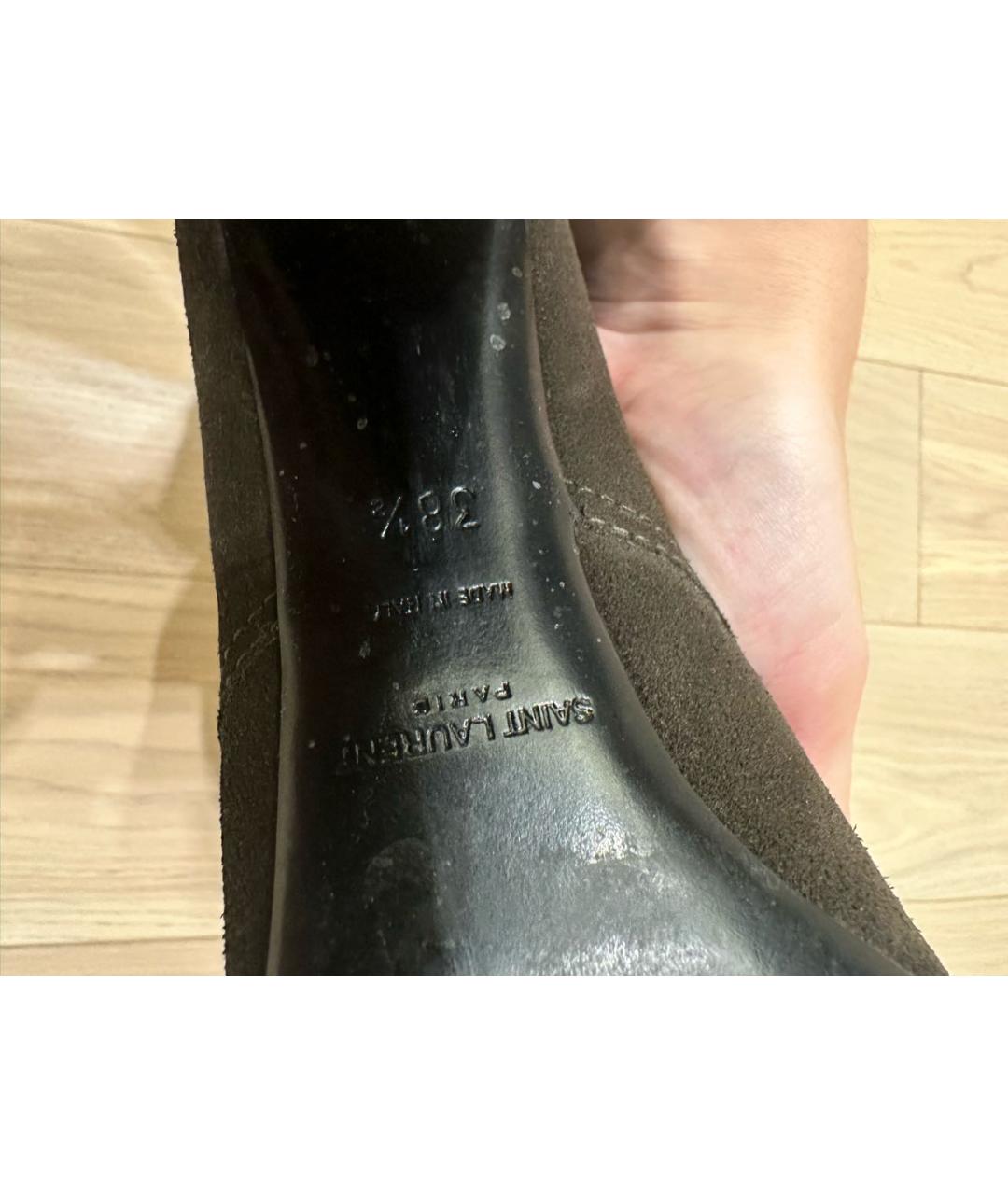 SAINT LAURENT Хаки замшевые ботинки, фото 3