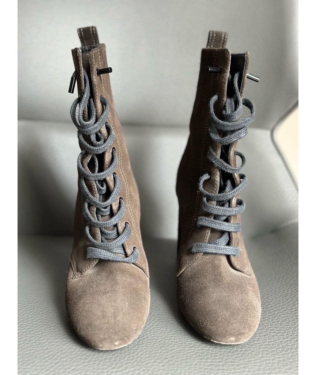 SAINT LAURENT Хаки замшевые ботинки, фото 2