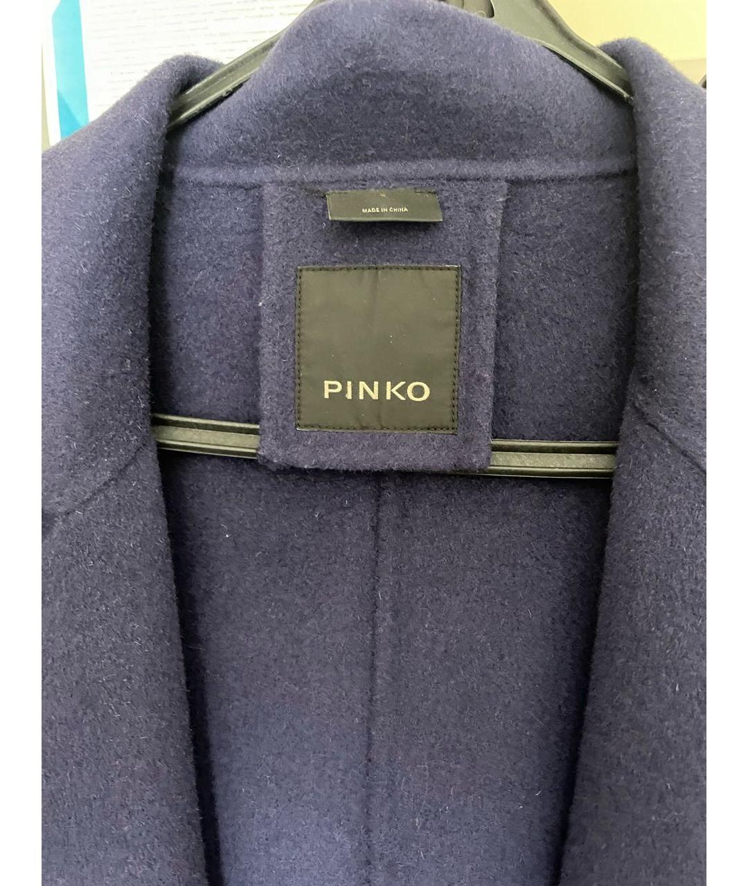 PINKO Темно-синее шерстяное пальто, фото 3