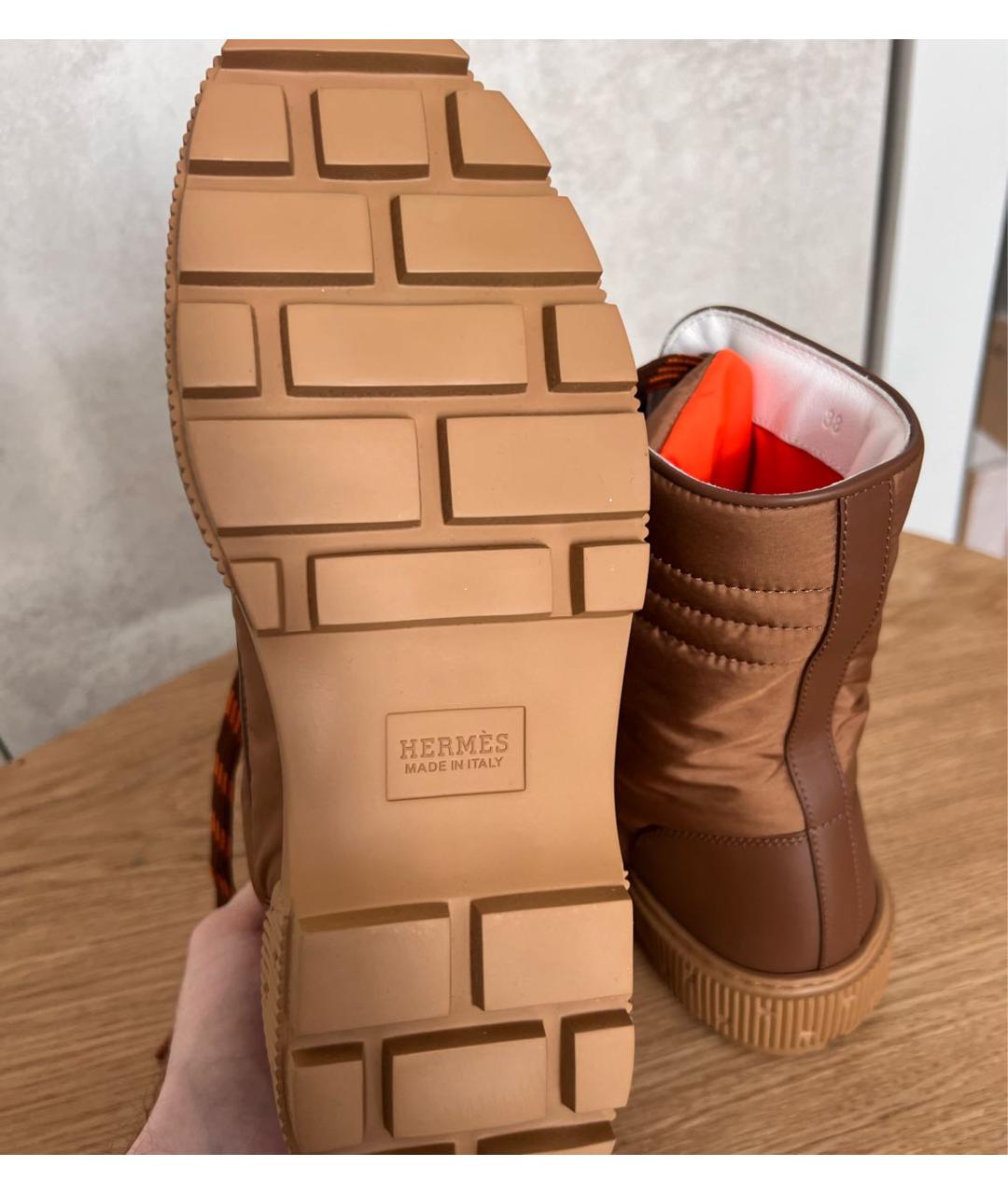HERMES Коричневые текстильные ботинки, фото 6