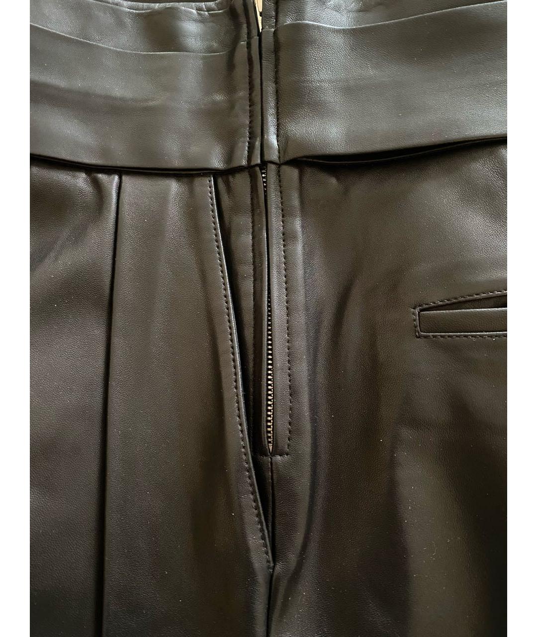 IRO Черные кожаные прямые брюки, фото 4