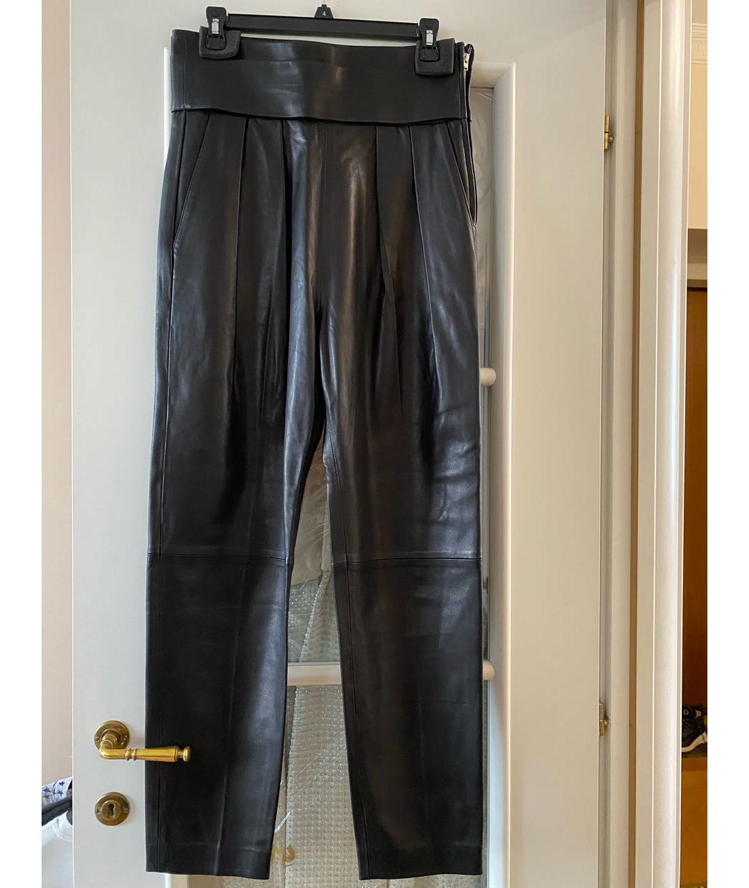 IRO Черные кожаные прямые брюки, фото 9