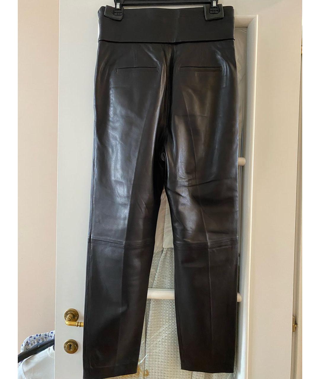 IRO Черные кожаные прямые брюки, фото 2