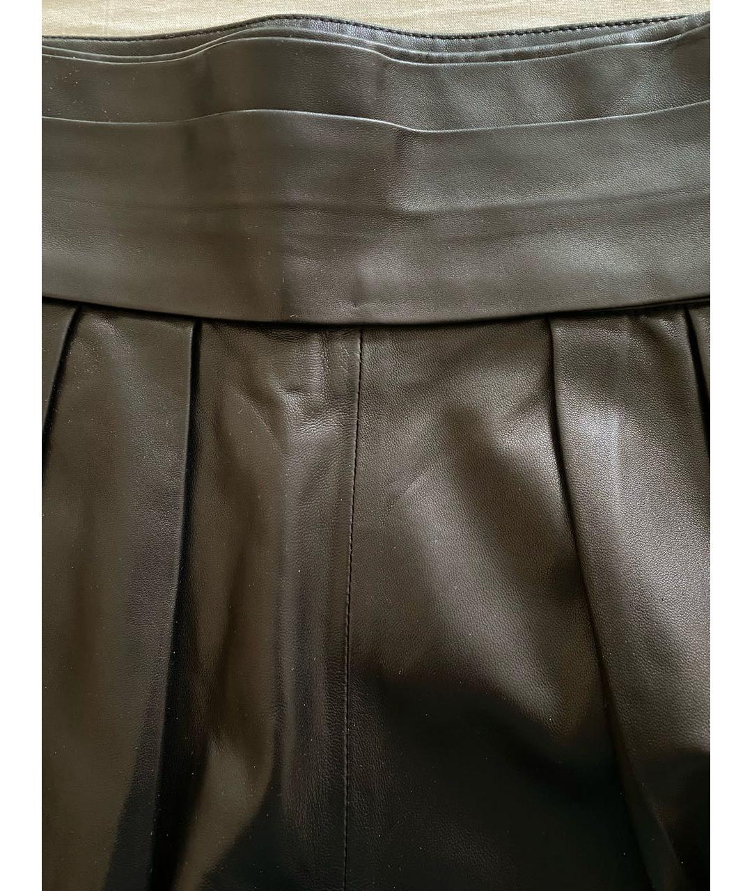 IRO Черные кожаные прямые брюки, фото 8