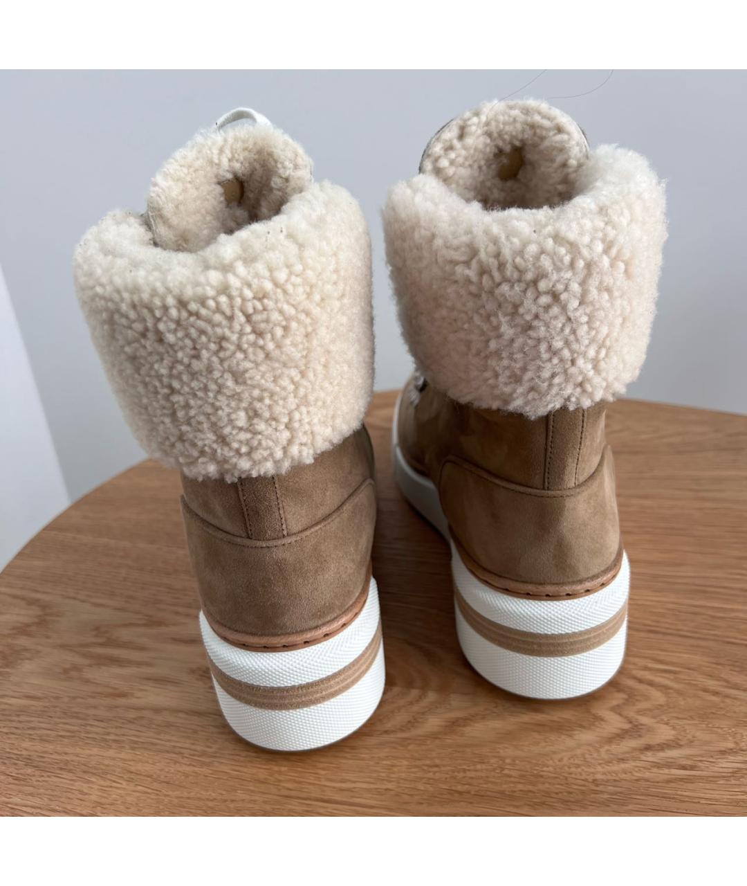 HERMES Горчичные замшевые ботинки, фото 4