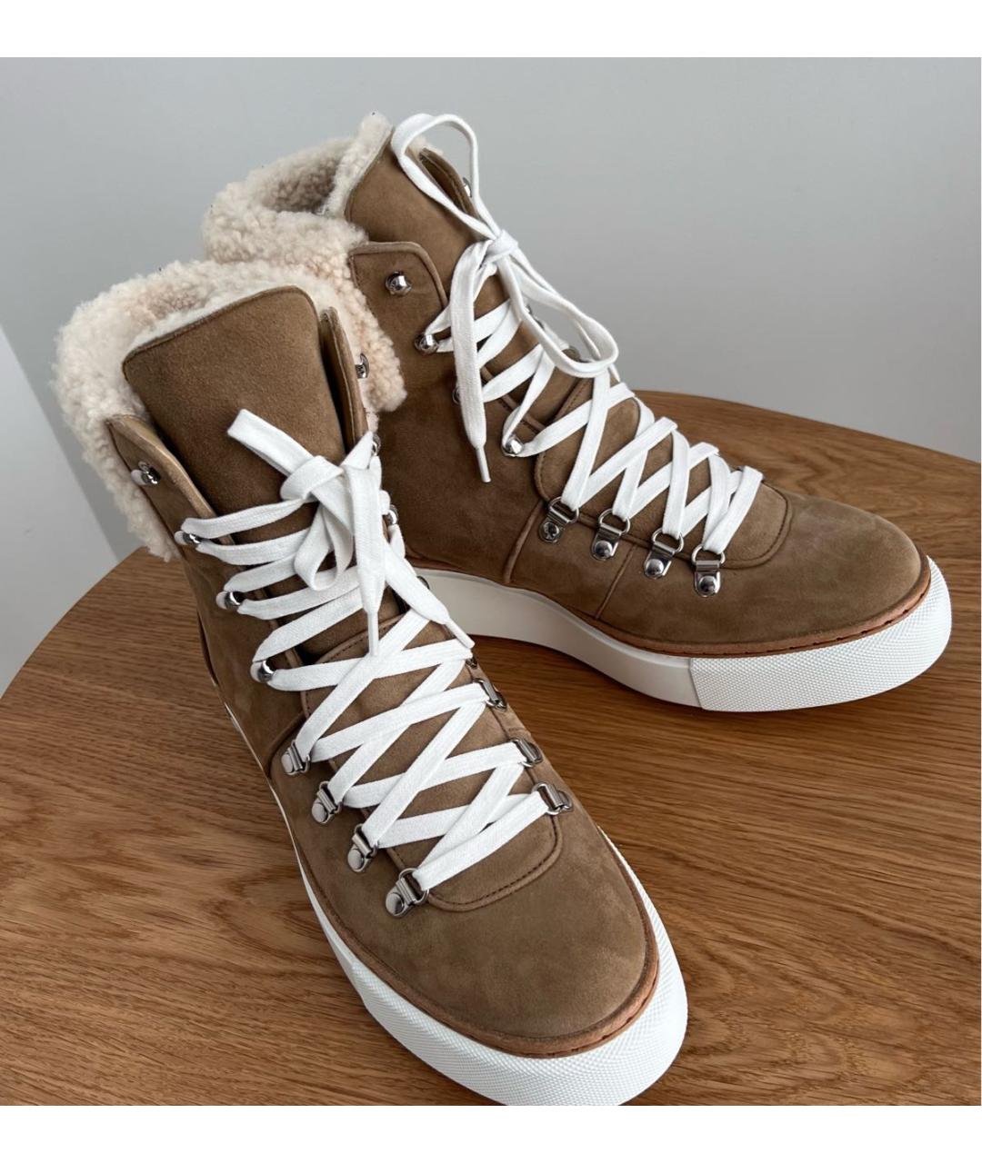 HERMES Горчичные замшевые ботинки, фото 3