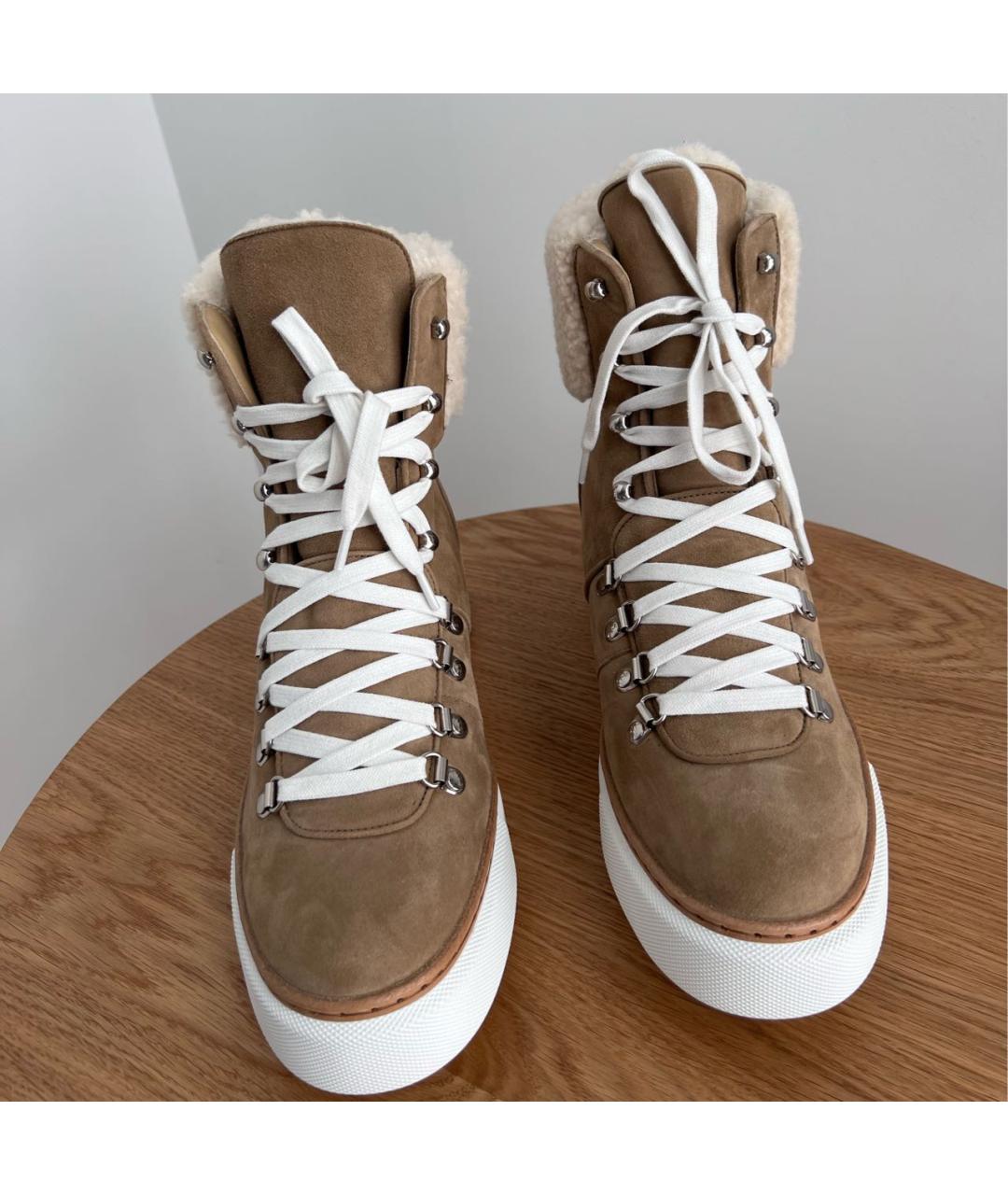 HERMES Горчичные замшевые ботинки, фото 2