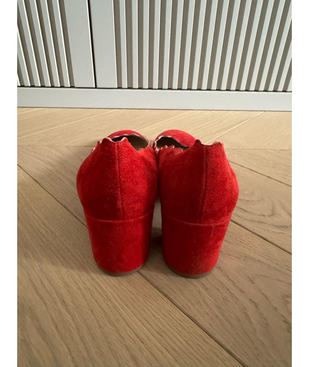 CHLOE Красные нубуковые туфли, фото 4