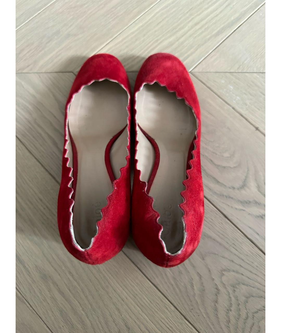 CHLOE Красные нубуковые туфли, фото 3