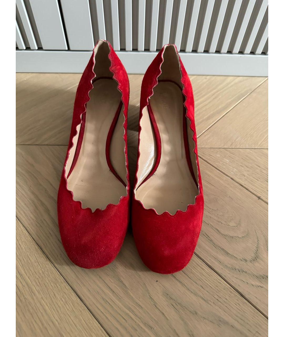 CHLOE Красные нубуковые туфли, фото 2