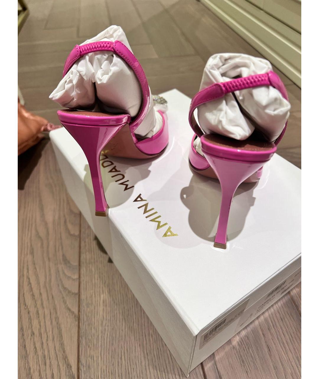 Amina Muaddi Розовые туфли из лакированной кожи, фото 3