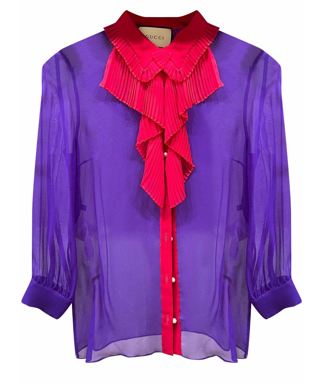 GUCCI Фиолетовая шелковая блузы, фото 1