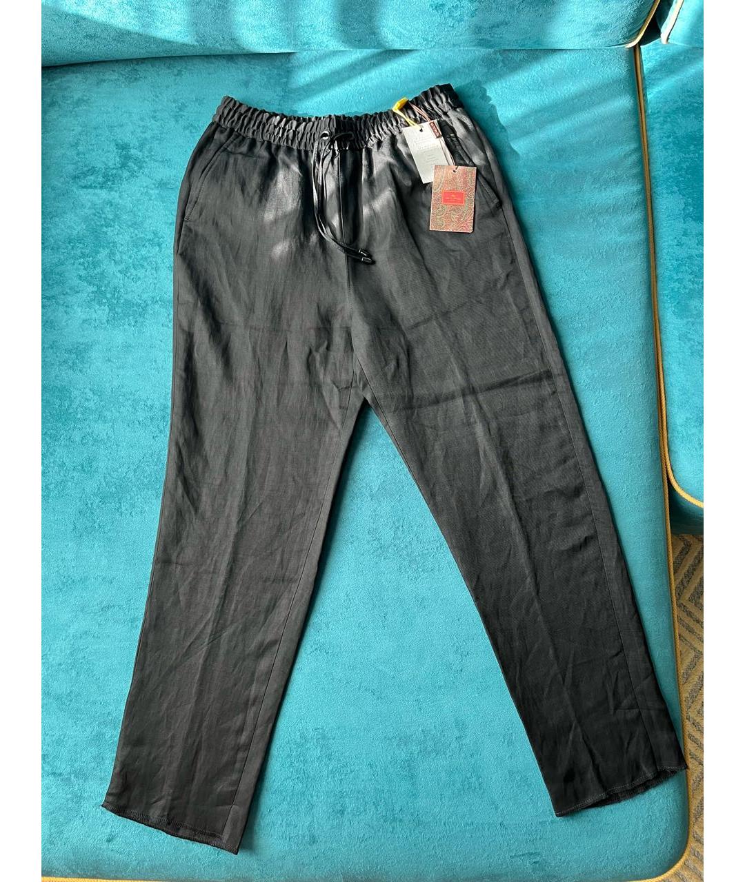 ETRO Черные льняные повседневные брюки, фото 6