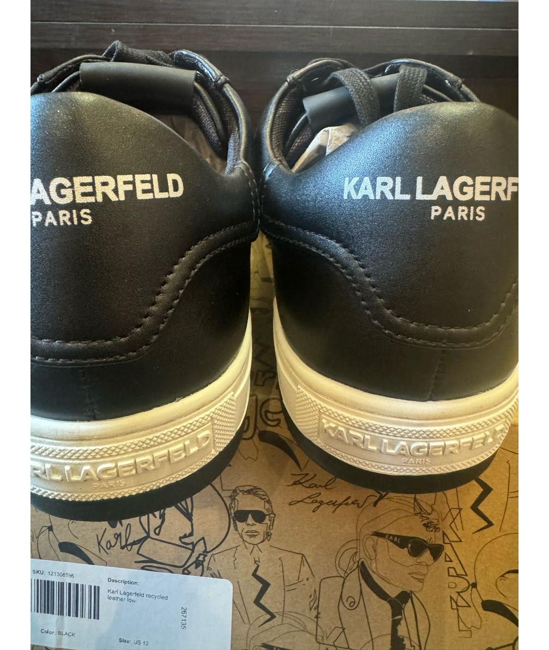 KARL LAGERFELD Черные кожаные низкие кроссовки / кеды, фото 4