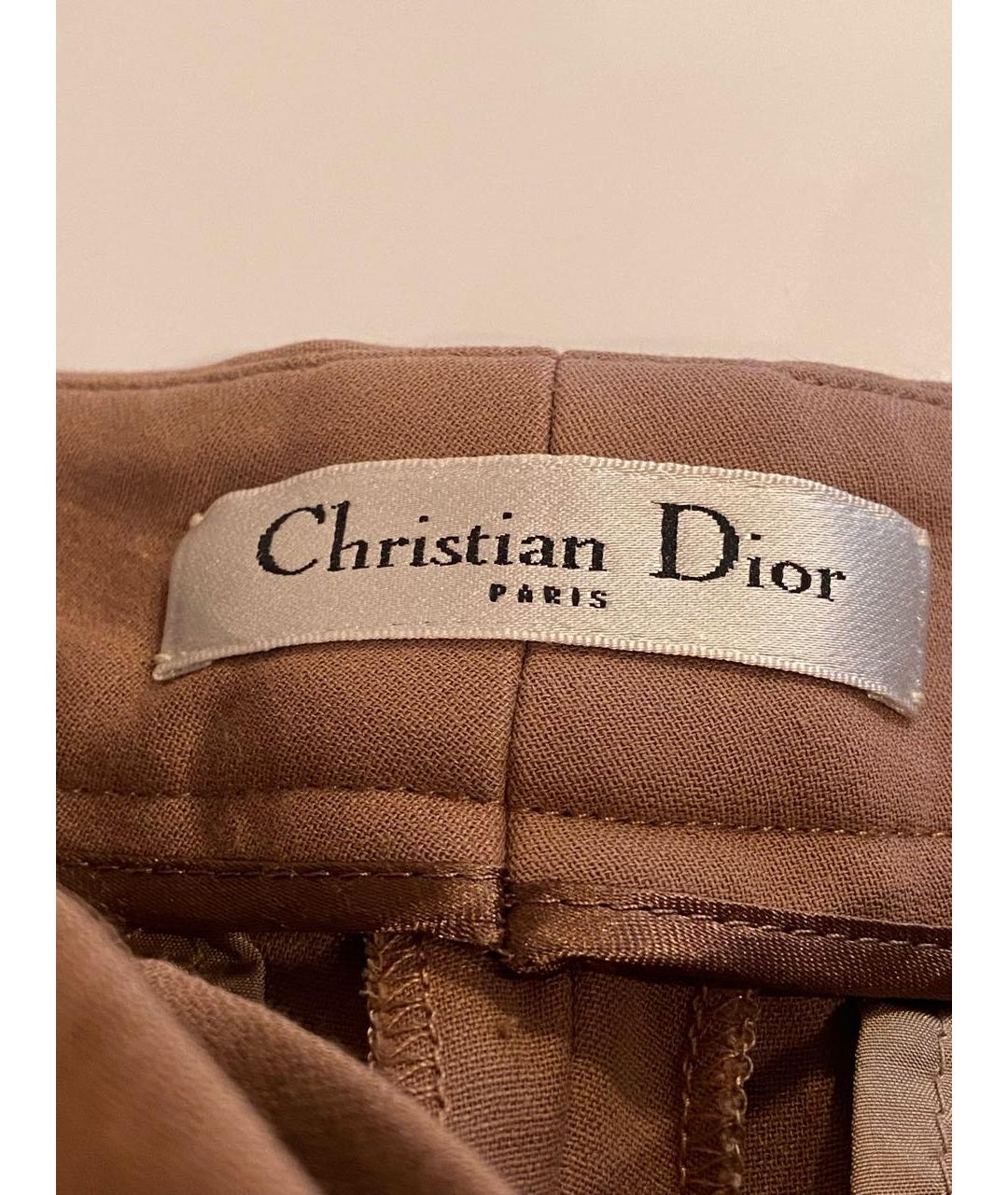 CHRISTIAN DIOR Коричневые хлопко-эластановые брюки узкие, фото 2