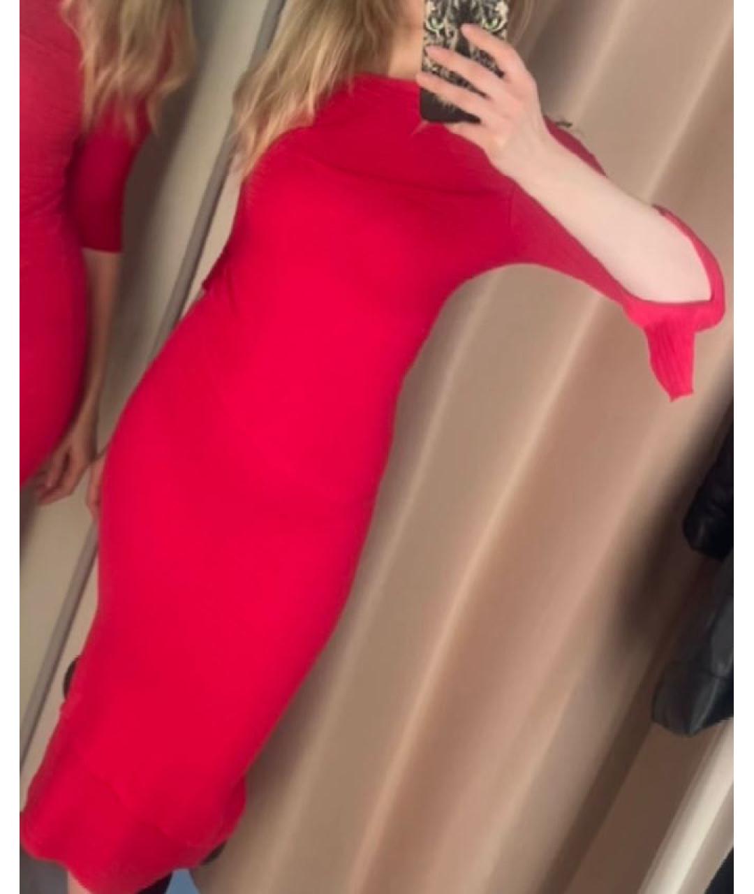 PINKO Красное хлопковое коктейльное платье, фото 2
