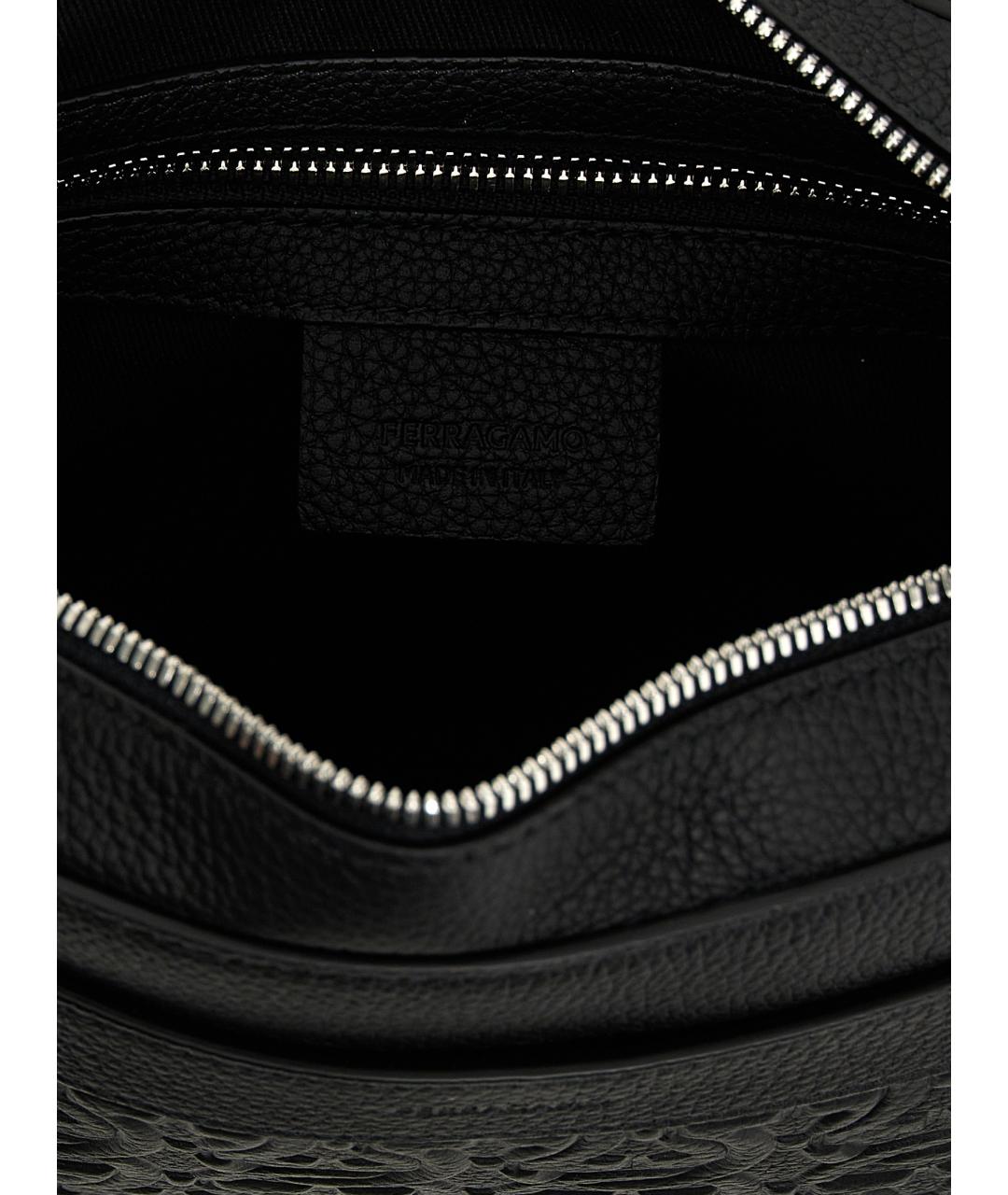 SALVATORE FERRAGAMO Черная кожаная сумка на плечо, фото 4
