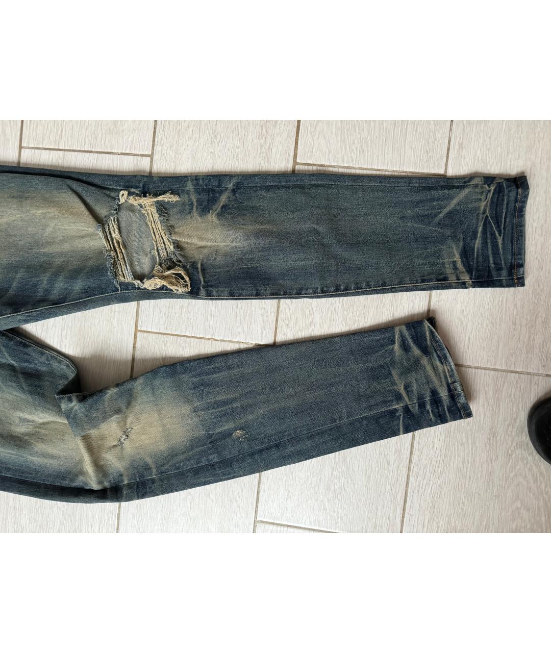 AMIRI Синие хлопко-эластановые джинсы скинни, фото 3
