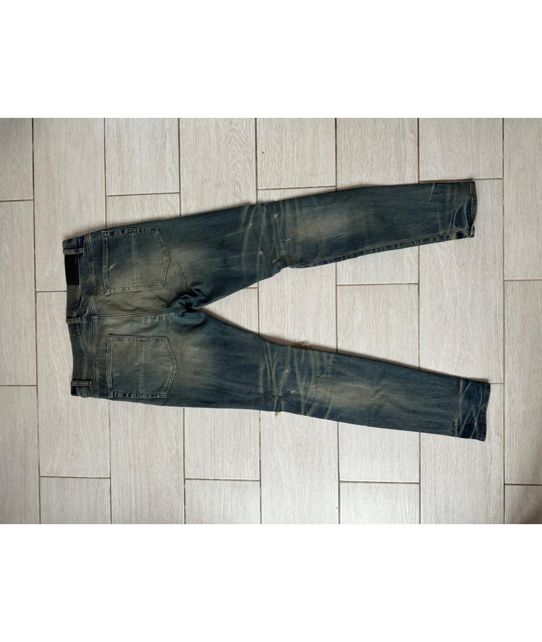 AMIRI Синие хлопко-эластановые джинсы скинни, фото 4