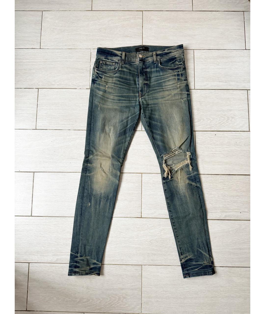 AMIRI Синие хлопко-эластановые джинсы скинни, фото 2