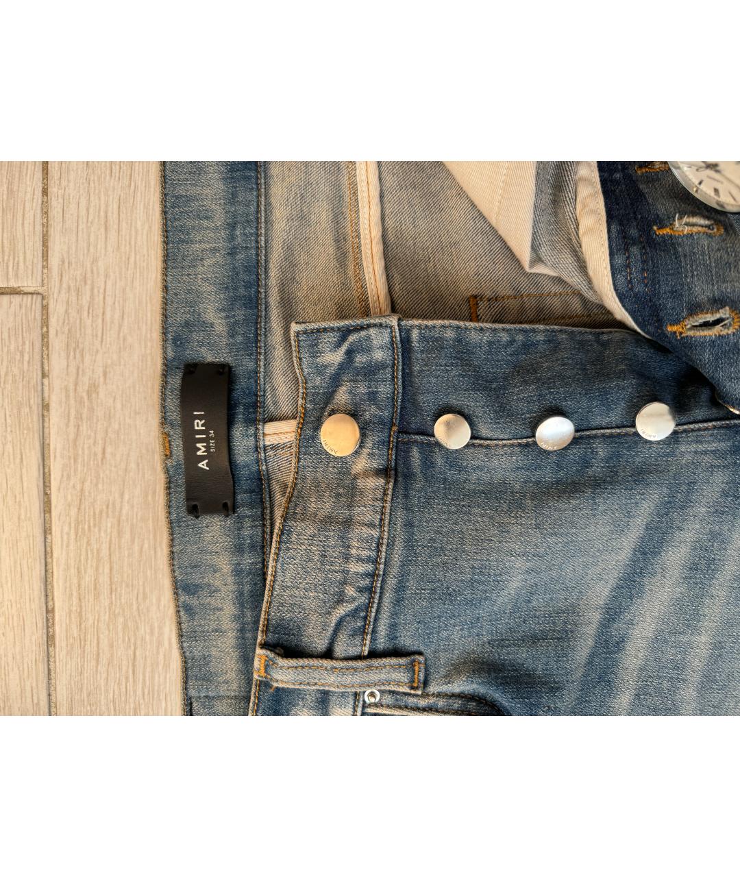 AMIRI Голубые хлопко-эластановые джинсы скинни, фото 7