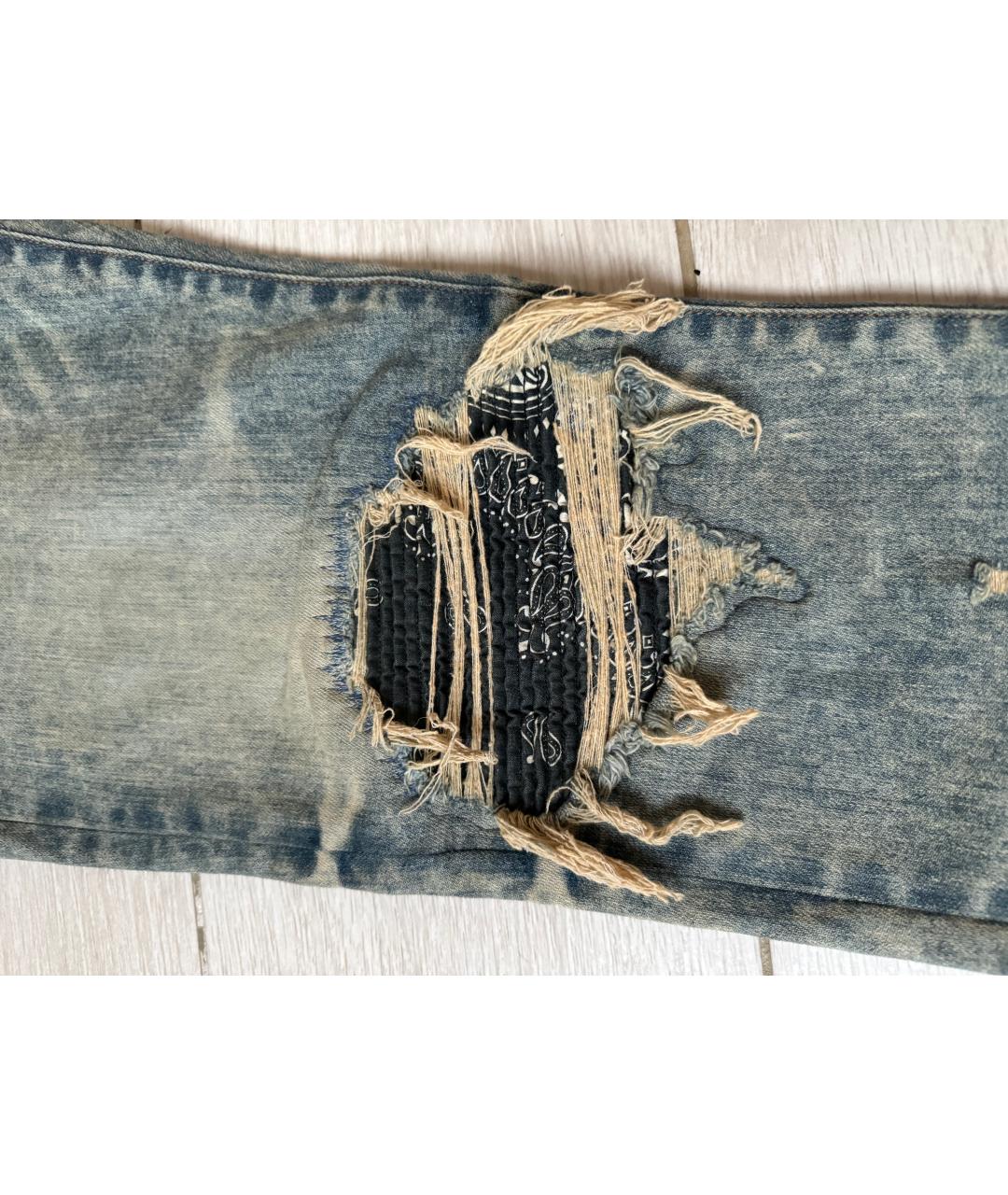 AMIRI Голубые хлопко-эластановые джинсы скинни, фото 4
