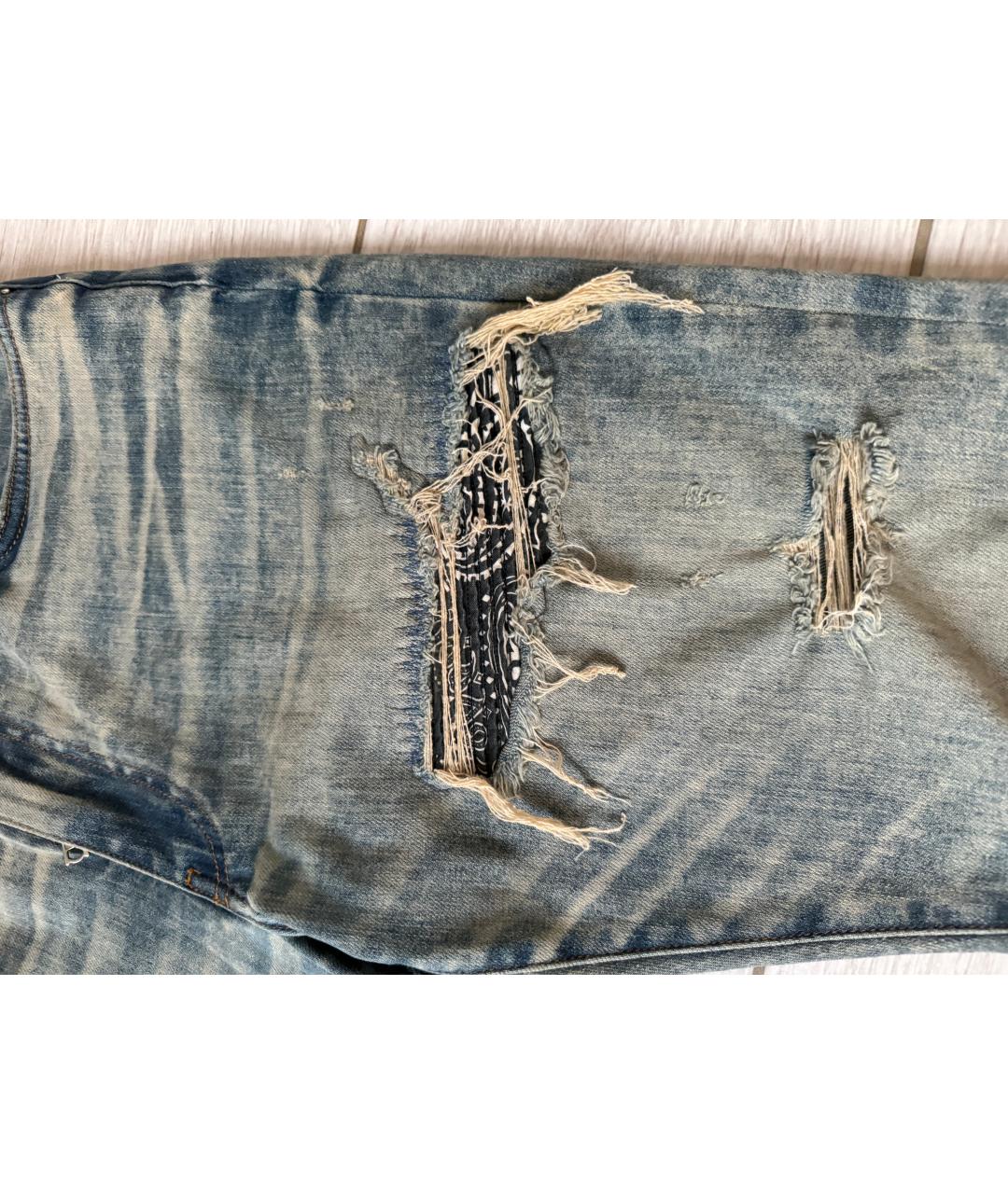 AMIRI Голубые хлопко-эластановые джинсы скинни, фото 6