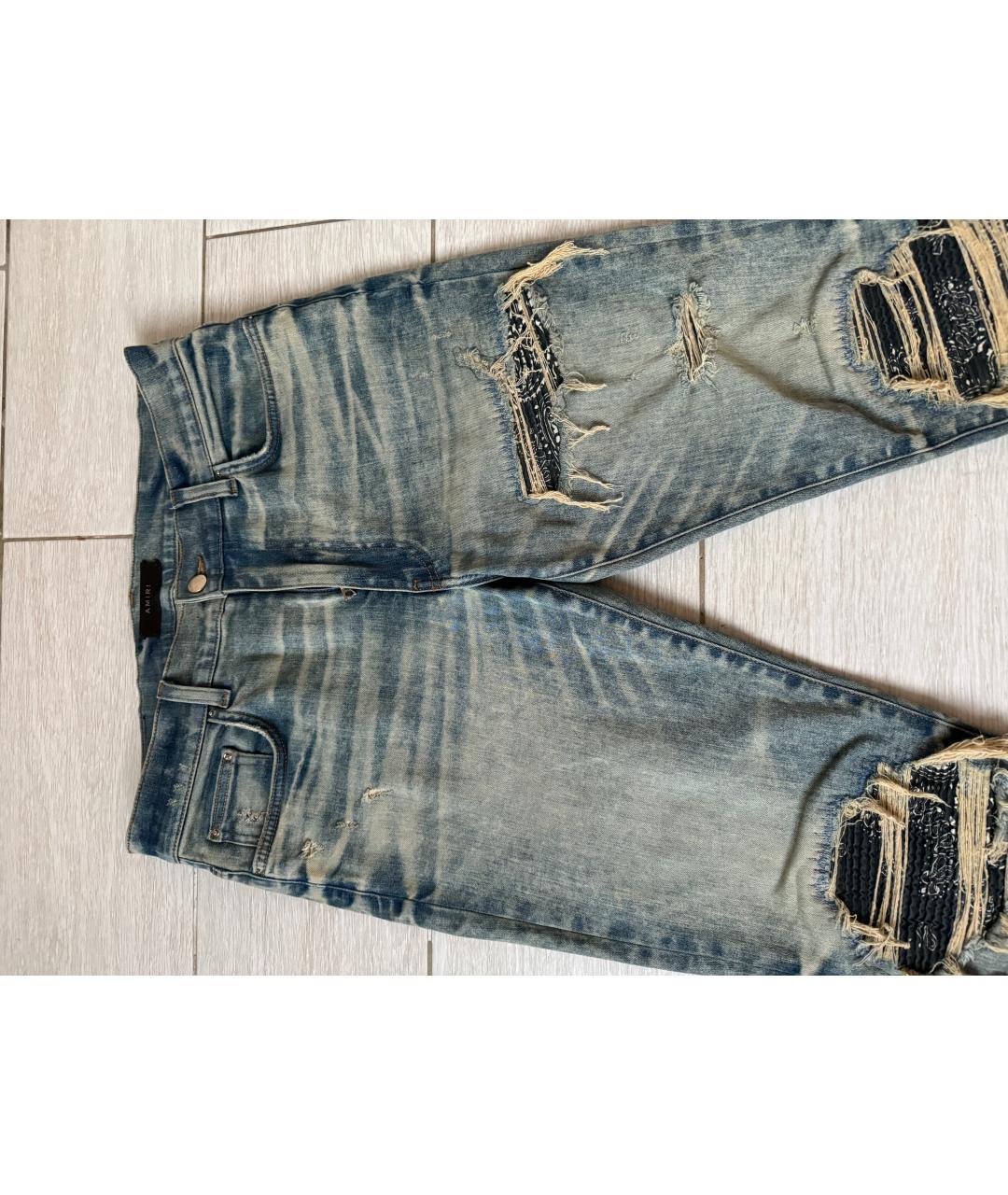 AMIRI Голубые хлопко-эластановые джинсы скинни, фото 3