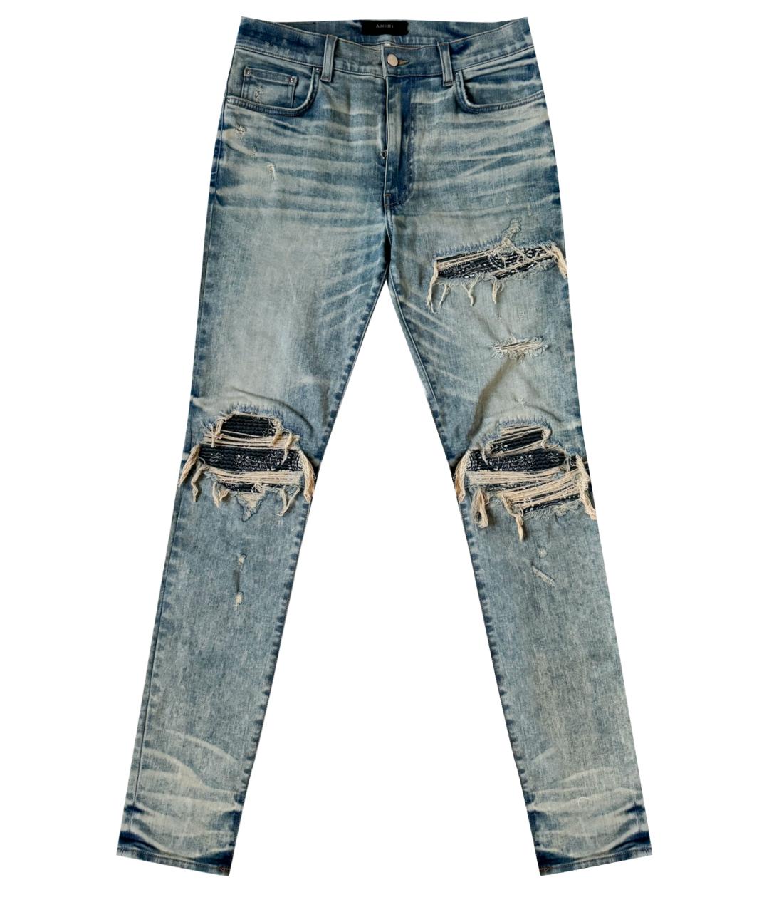 AMIRI Голубые хлопко-эластановые джинсы скинни, фото 1