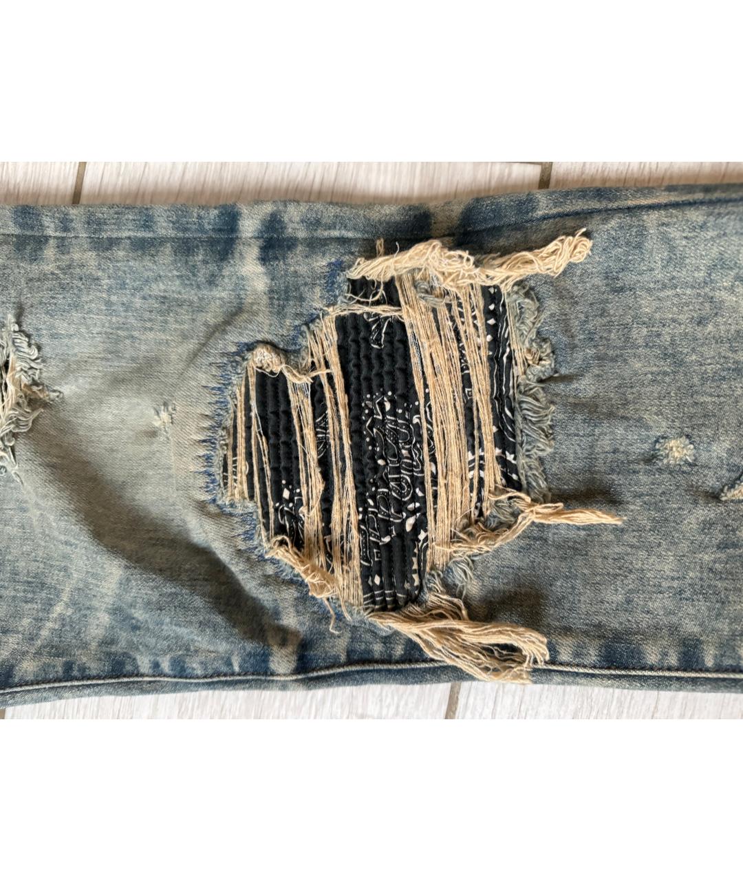 AMIRI Голубые хлопко-эластановые джинсы скинни, фото 5