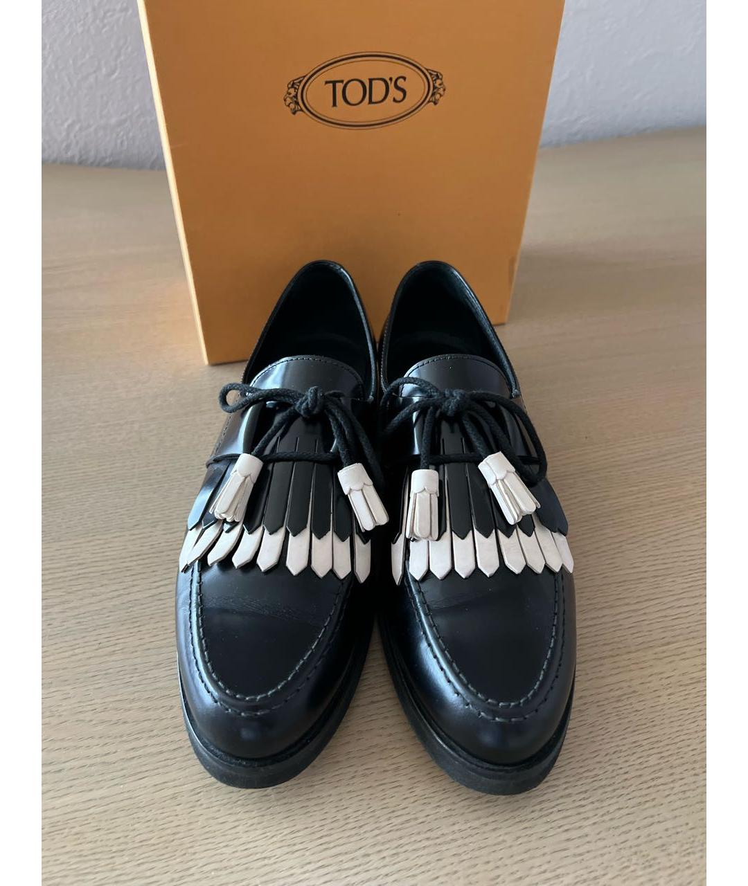 TOD'S Черные кожаные лоферы, фото 2