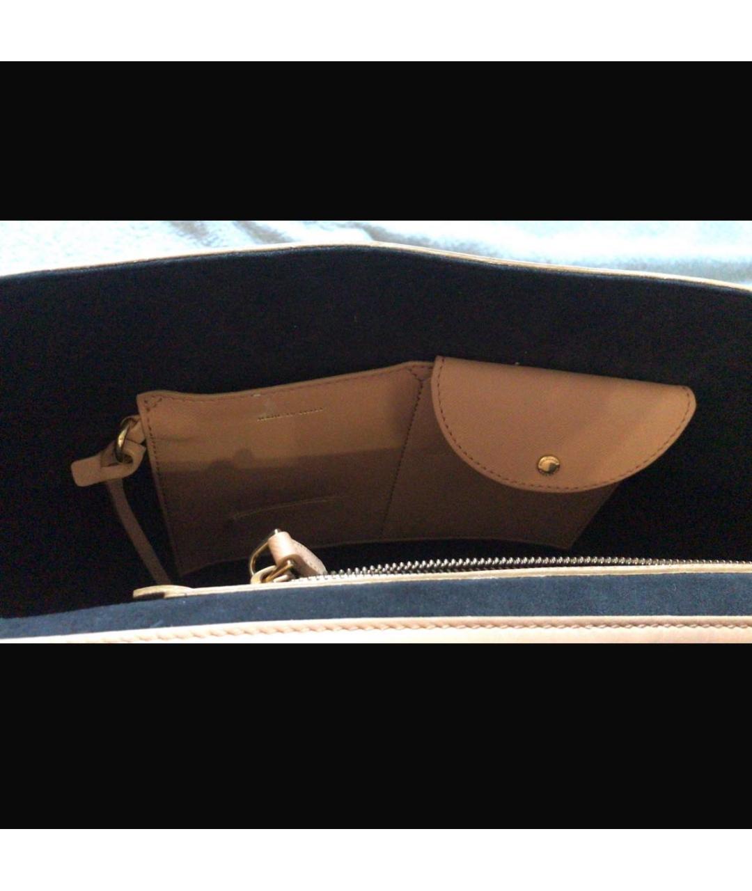 BURBERRY Бежевая кожаная сумка с короткими ручками, фото 5