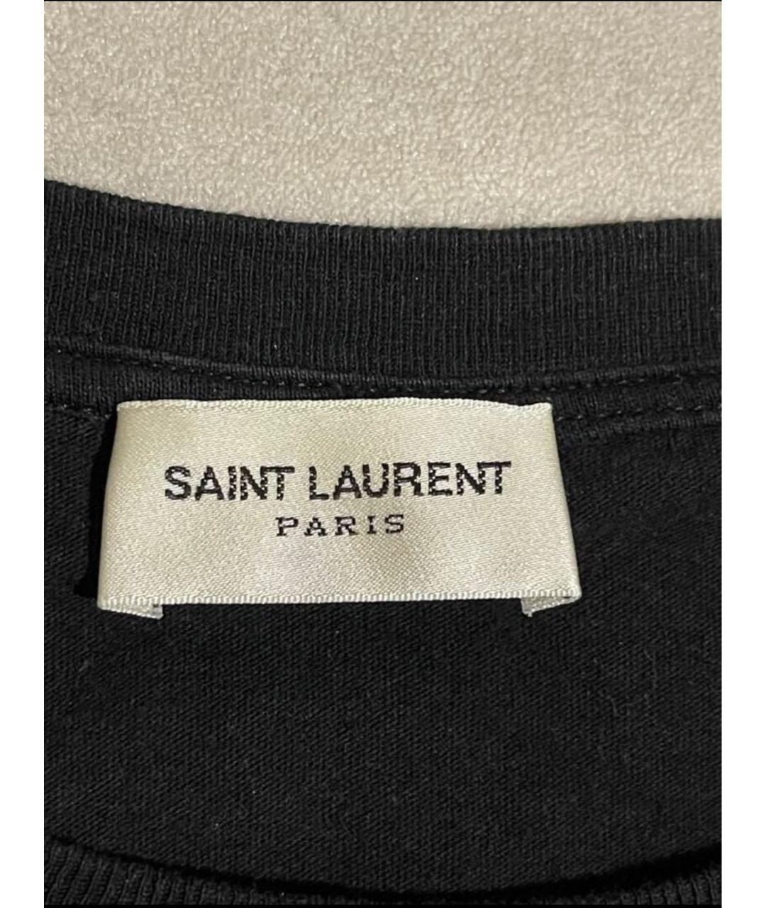 SAINT LAURENT Черная хлопковая футболка, фото 3