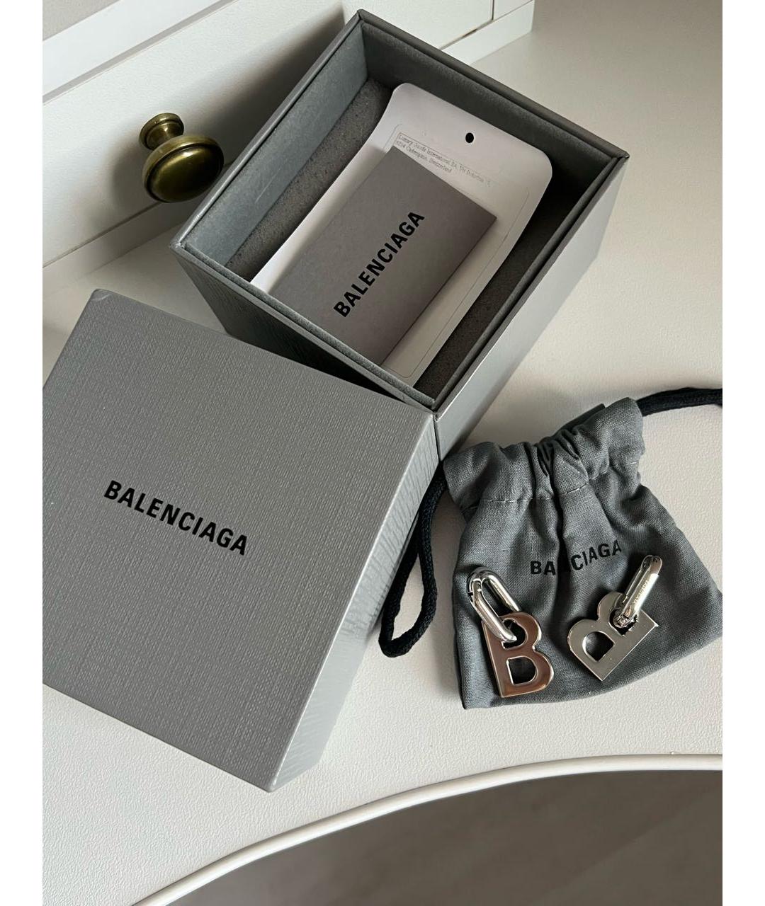 BALENCIAGA Серебряные металлические серьги, фото 5