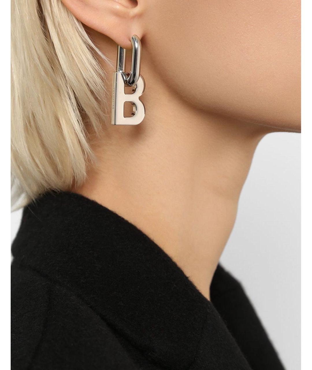 BALENCIAGA Серебряные металлические серьги, фото 4