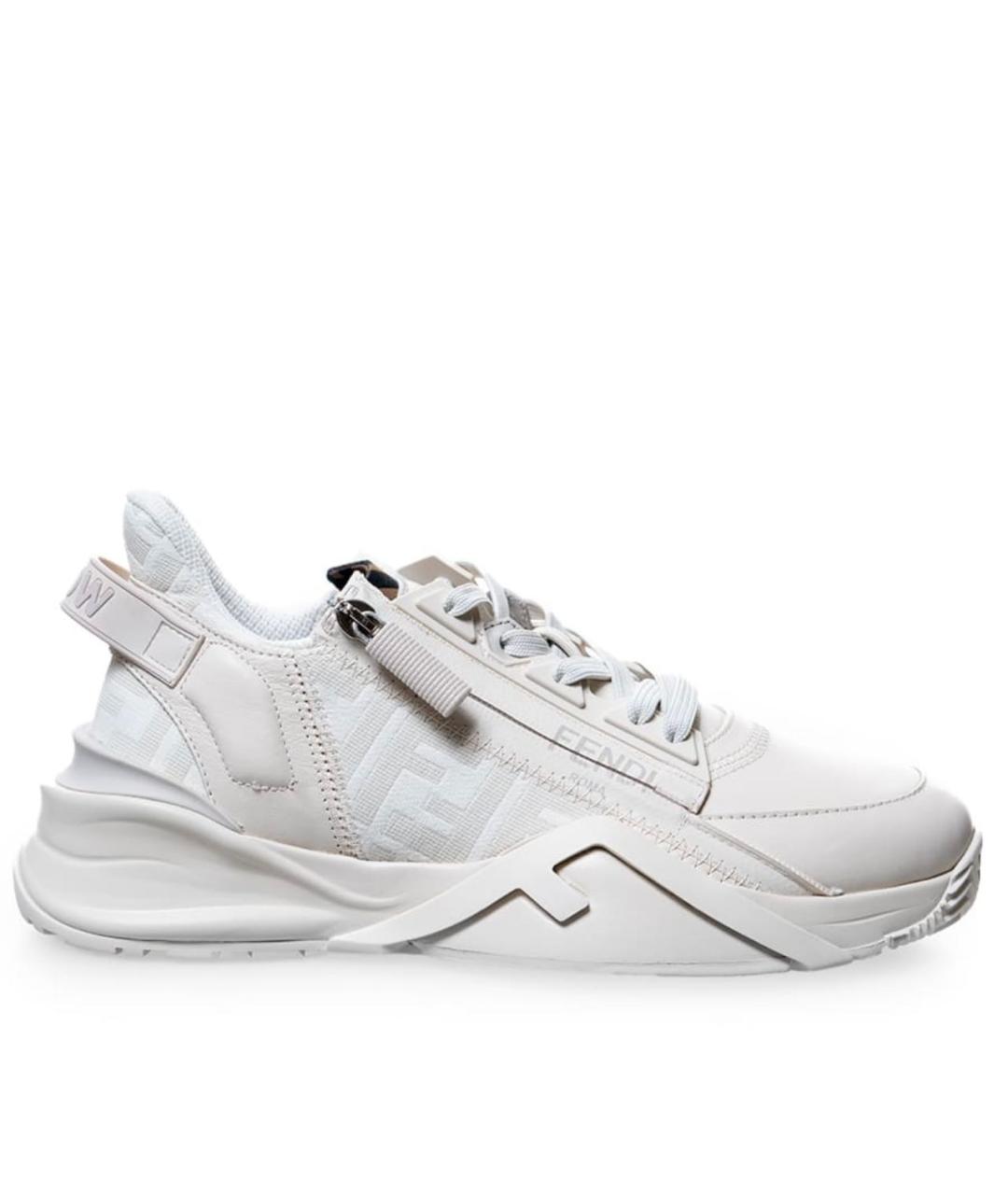 FENDI Белые кожаные кроссовки, фото 1