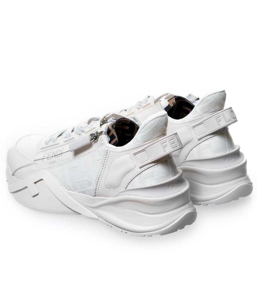 FENDI Белые кожаные кроссовки, фото 4