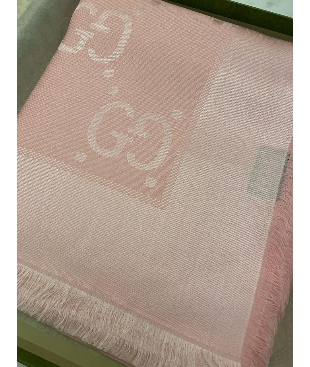 GUCCI Розовый шерстяной шарф, фото 3