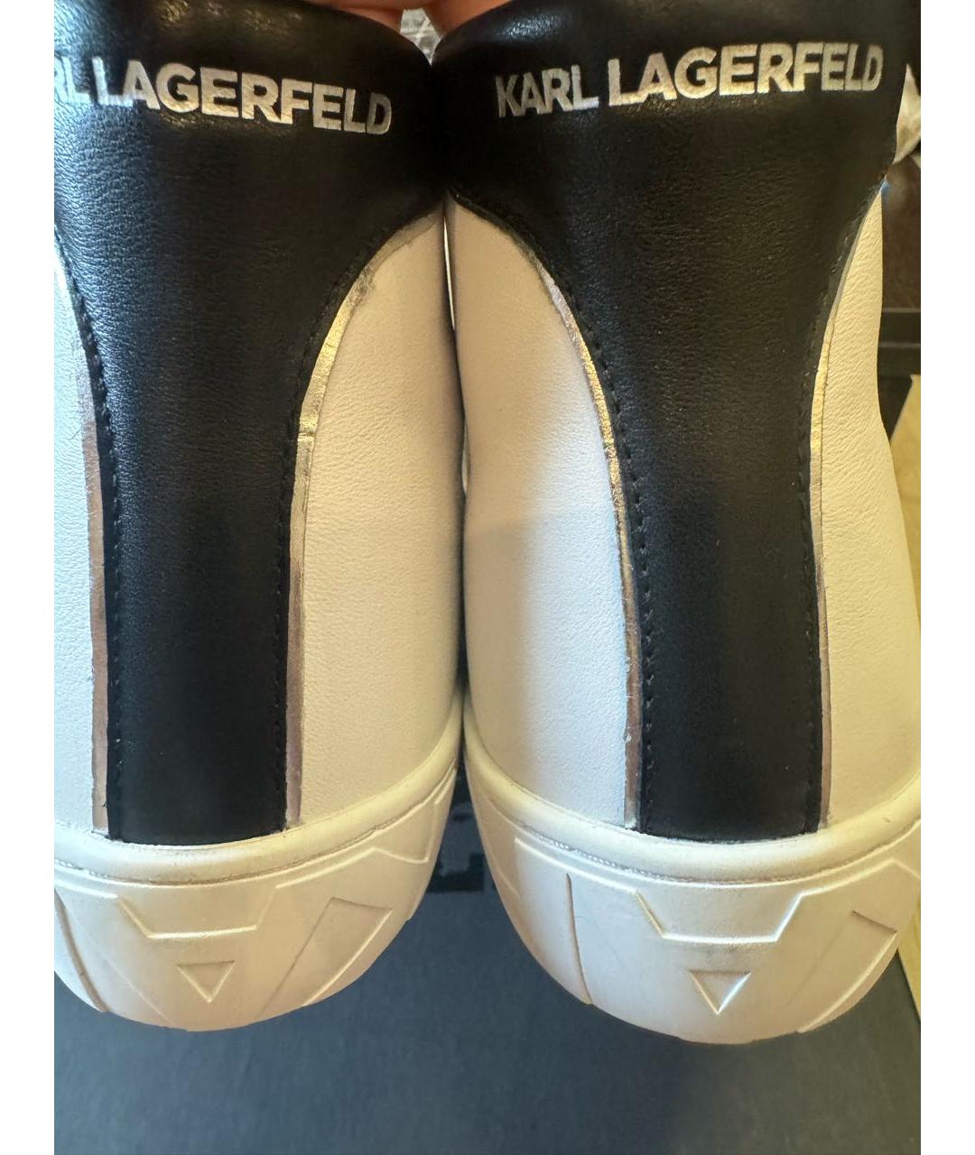KARL LAGERFELD Белые кожаные высокие кроссовки / кеды, фото 6