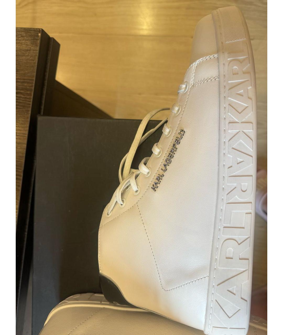 KARL LAGERFELD Белые кожаные высокие кроссовки / кеды, фото 5