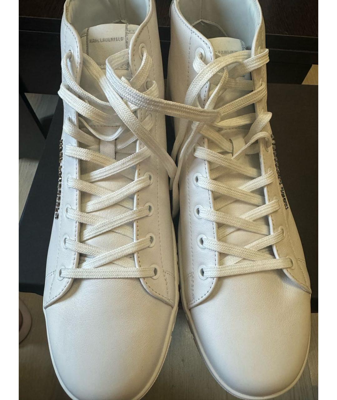KARL LAGERFELD Белые кожаные высокие кроссовки / кеды, фото 2