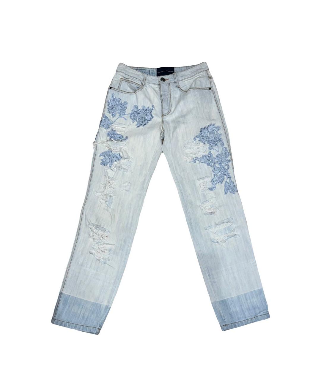 ERMANNO SCERVINO Голубые хлопковые прямые джинсы, фото 1