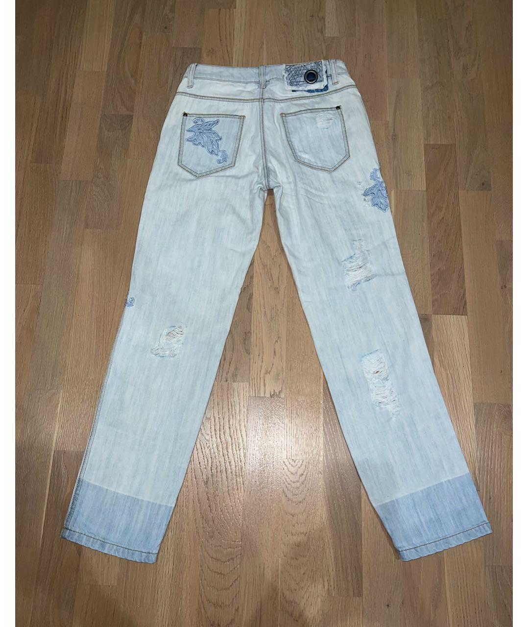 ERMANNO SCERVINO Голубые хлопковые прямые джинсы, фото 4